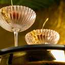 Venus Seashell Coupe Cocktail Glasses | Set of 4 | 8 oz Crystal Ribbed Champagne Saucers for Drinking P-Star and Espresso Martini, Margarita, Daiquiri, Cosmopolitan, Gimlet | Elegant Gift Glassware