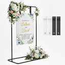 Wedding Welcome Sign Stand, Welcome to our Wedding Sign Holder, Black Easel Stand for Sign Poster With Leather Sign Hanging Straps, Linen Sign Stand for Wedding Decor
