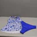 MakeMeChic Women's 2 Piece Tankini Sets Floral Halter Tummy Control High Waist Summer Swimsuit (Blue and White, Size S)