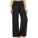 ZOOSIXX Soft Black Pajama Pants for Women, Wide Leg Pants Woman Flowy Comfy Casual Lounge Yoga Capri Pants 22”/ 30” Large