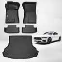 AIPOIL Floor Mats & Cargo Liner Set for 2015-2026 Ford Mustang (Without Subwoofer in The Trunk & Not for Ford Mustang Mach-E) All Weather Protection Full Set Accessories - Black