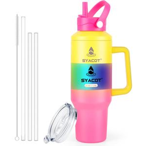40 oz Tumbler with Handle and Straw or Convert to 40 oz Insulated Water Bottle Fits in Cup Holder. Stainless Steel Metal Water Flask with 2 Lids for Travel,Camping,Gym Sports Coffee Mug Thermal Cup