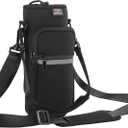 Nuovoware Water Bottle Carrier Bag,25oz/40oz/64oz Bottle Pouch Holder,Adjustable Shoulder Hand Strap 2 Pocket Sling Neoprene Sleeve Sports Accessories for Hiking Travelling Camping (Large, Black)
