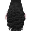 Long Wavy Black Wig with Bangs for Women Heat Resistant Synthetic Hair Wigs for Daily Use(Black)
