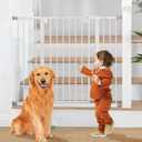 keny 36" Extra Tall Baby Gate for Stairs, 29"-42.5" Wide Auto Close Dog Gate, Pressure Mounted Easy Walk Through Pet Gate for Doorways, Durable Safety Stair Gate, White