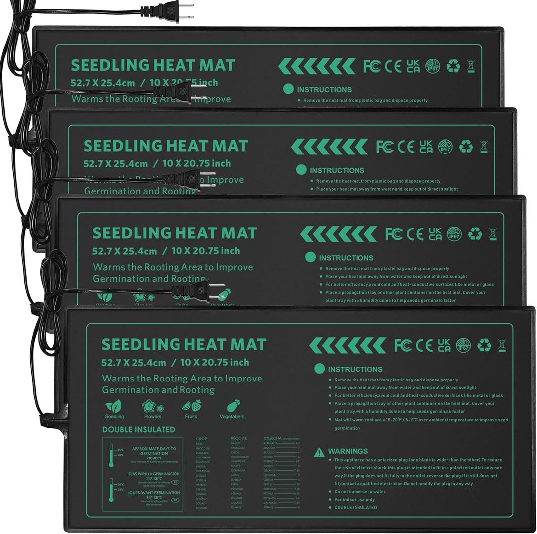 Seedling Heat Mat for Seed Starting,10" x 20.75" Waterproof Heating Pad for Indoor Plants Germination, Gardening, Hydroponic, Greenhouse