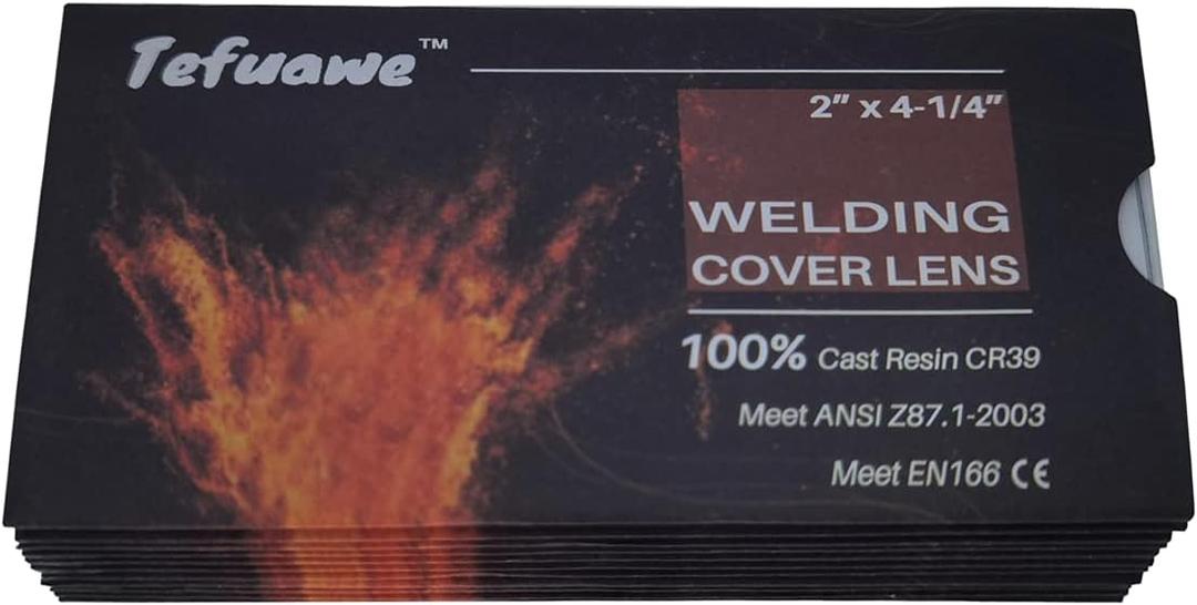 Tefuawe 100% Cast Resin 39 Plastic Replacement Lens, 10 Pack, Clear Cover Lens for Solar Auto Darkening Welding Filter 2x4.25