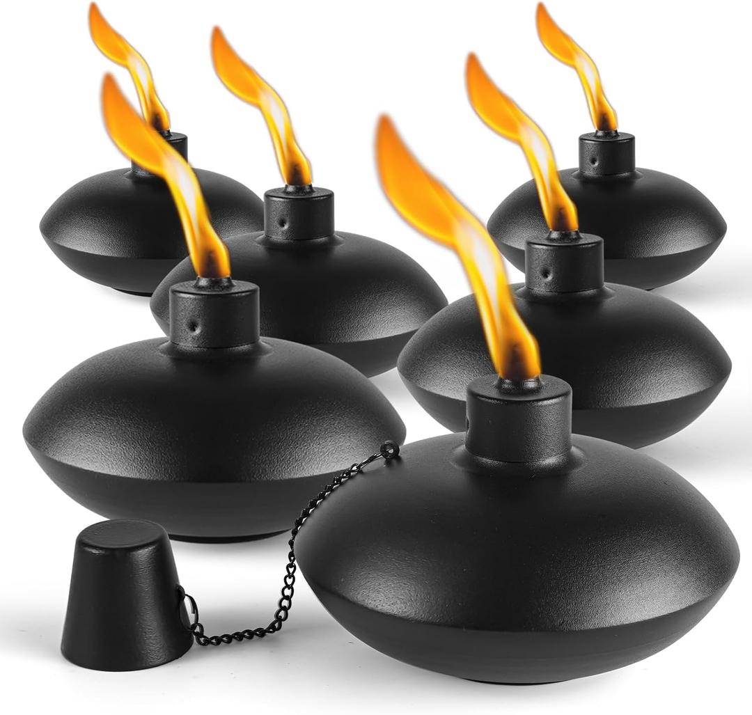 ZSZMFH 6 Pack Metal Table Top Torches,18 oz Citronella Torches for Outside， Refillable Citronella Flame Light Torch with Wicks and Covers, Landscape Lanterns Torches for Party, Garden Decor，DIY .