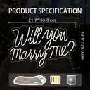 Will You Marry Me Neon Sign, 21.7x13.8 Inch LED Light Up Letters, Large, 21.7 x 13.8 inches