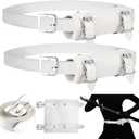 Jecery 2 Pcs Katana Sword Holder Leather Halloween Sheath Scabbard Belt Adjustable Holster Belt Two Buckle Sword Leather (White)