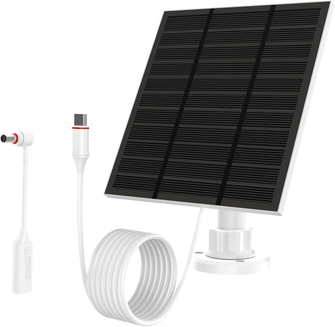 Solar Panels for Ring Camera Outdoor (New Generation) 5W 5V Solar Panel Charger with USB-C&Plug for Spotlight Cam Plus&Stick Up Cam Pro.Waterproof IP65 360Adjustable 2M Cable (White, 1)