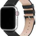 Fullmosa Leather Bands Compatible Apple Watch Band, Dressy Chic iWatch Strap with Case for iWatch, Size: 38mm 40mm 41mm 42mm (S11/10), for Women (Black/Silver)