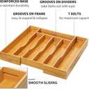 Expandable Bamboo Kitchen Drawer Organizer for Cutlery and Utensils, Adjustable Bamboo Wood Cutlery Tray in Drawer for Flatware and Silverware in Kitchen, (Natural)