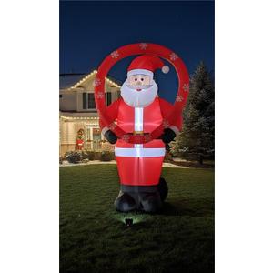 Santa Blow Up, Circle With Snowflakes, Red 6ft