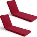 Summsun Chaise Lounge Cushions Outdoor Set of 2 - Waterproof and Fade Resistant Sun Lounger Replacement Cushions - Patio Lounger Pads with Removable Cover for Pool, Deck, Lawn, 72 x 21 x 3 Inch, Red, 72" x 21" x 3" | 2 Pack