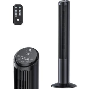 U ULTTY Tower Fan for Bedroom, Standing Fan that Blows Cold Air for Home, 28dB Quiet for Sleep, Remote, 80 Oscillation, 15H Timer, 25ft/s Velocity, 3 Speeds, 4 Modes, Bladeless 40 inch, Black
