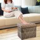 ALASDO Ottoman Storage Ottoman Footrest Stool Foldable Foot Rest Footstool Bench for Living Room 17x13x13inches Leopard Print