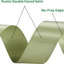 2 x Sage Green Satin Ribbon 1 Inch x 50 Yards Rustic Double Faced Ribbon for Wedding Favors, Gifts & Floral Crafts