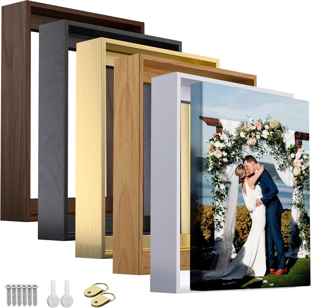 Canvas Floater Frame for 1"–1.25" Gallery Wrapped Canvas, Floating Picture Frame Kit for Wall Art, Oil Paintings, Posters, Photography Prints, Shadow Gap Display Frame, DIY Assembly with Hanging Hardw, 24L" x 30W"