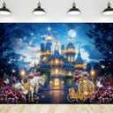 Riyidecor Princess Castle Backdrop Polyester Fabric Garden Floral Starry Night Horse Carriage 7Wx5H Feet Fairy Tale Wonderland Photography Background Bridal Shower Wedding Birthday Photo Studio Shoot