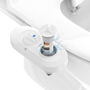 JaxiLano Bidet Attachment for Toilet Seat with Efficient Filter Element, Ultra-Slim Non-Electric Bidet, Posterior&Feminine Wash-(Retractable Dual Nozzles)，Adjustable Fresh Cold Water Pressure (White)