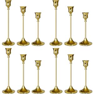 Candlestick Holders Gold, 12 Packs Taper Candle Holder for Candlesticks, Candle Sticks Holder Decor for Home Decor