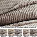 WDCOZY Velvet California Oversized Cal King Size Quilt Set - Brown Taupe Tan Camel Striped Pick Stitch Soft Lightweight Bedspread, Channel Farmhouse Country Coverlet, Warm Thin Comforter, 3 Pieces