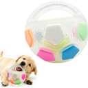 Squeaky Dog Toys for Aggressive Chewers, Calming Ball with Handle, Interactive Football Shape Dogs Toy, Squeaky, Suitable, Interactive Pet Toy, for Water Play, Training, Outdoor Games (White)