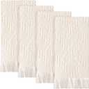4 Pack Boho Bathroom Hand Towel 14 x 30 Inch 100% Turkish Cotton Decorative Boho Kitchen Hand Towel Farmhouse Bathroom Decor Set Absorbent Soft Guest Tea Gift (Cream White)