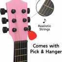 23" Acoustic Guitar, Kids 6 String Toy Guitar - Realistic Steel Strings - Beginner Practice First Musical Instrument for Children, Toddlers (Pink)