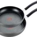 T-Fal Ultimate Hard Anodized Nonstick Fry Pan Set 2 Piece:10.25, & 12 Inch, Oven Broiler Safe 400F, Kitchen Cookware Set, Pots and Pans Set Non Stick, Frying Pans, Skillets, Dishwasher Safe, Onyx