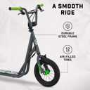 Mongoose Expo Kick Scooter, BMX-Style Handlebar & Brake Cable Rotor, Wide Foot Deck for Kids Youth Boys Girls Ages 6 and Up, Rear Axle Pegs, 12-Inch Air Tires, and Max. Weight of 175 lbs.