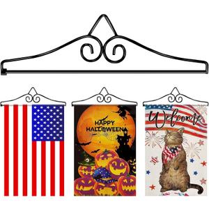Wrought Iron Garden Flag Holder - Easy to Assemble Banner Hanger with Rust Resistant Coating - Ideal for Small Flags and Quilts, Great Yard or Wall Decor