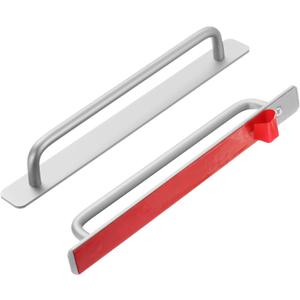 uxcell 2pcs Adhesive Cabinet Handle 9.6" No Drilling Closet Door Stick on Handle Drawer Pulls Aluminum Alloy for Kitchen Cupboard Window Sliding Closet Door, Silver Tone (24.5cm)