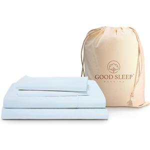 Good Sleep Bedding Queen Sheet Set 1000 Thread Count - 100% Egyptian Cotton Sheets Queen Size Set, 4 Pc Sheets Queen Size Bed Set, Sateen Weave, Soft Queen Size Sheets Deep Pocket 16" - Light Blue Good Sleep Bedding Queen Sheet Set 1000 Thread Count - 100% Egyptian Cotton Sheets Queen Size Set, 4 Pc Sheets Queen Size Bed Set, Sateen Weave, Soft Queen Size Sheets Deep Pocket 16" - Light Blue