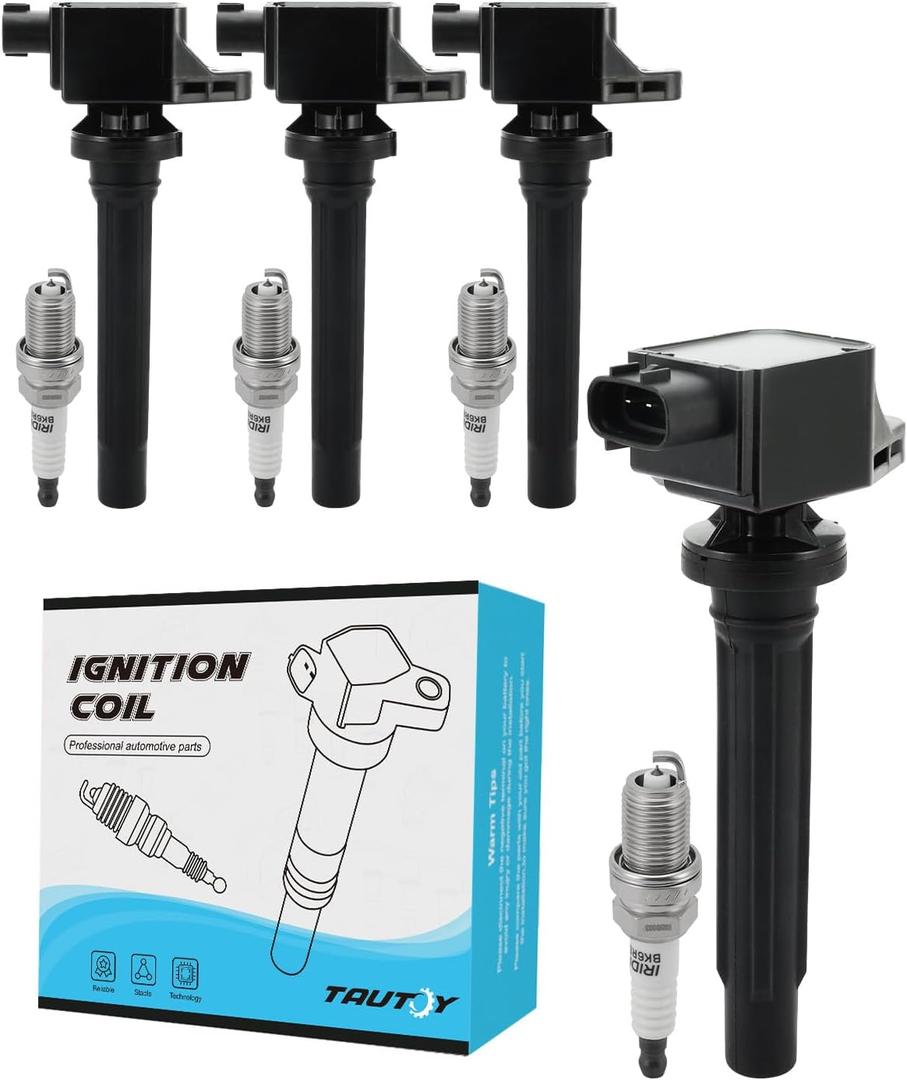 TAUTOY Set Of 4 UF562 Ignition Coil Pack & Iridium Spark Plugs For Suzuki SX4 2.0L 2007-2009 Grand Vitara 2.7L 2006-2008, Replace # 5C1785 33400-65J00 3340065J00