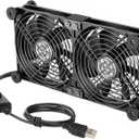 ELUTENG Dual AC USB Computer Fan 140mm USB Fans for Cooling 3 Speed Control 12V Computer Fan with AC Plug for Laptop Receiver DVR PlayStation Xbox Desk Computer Cabinet Cooling