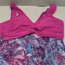 SHEKINI Womens V Neck One Piece Swimsuit Net Yarn Modest Tummy Control Skirtini Swimdress Bathing Suits (3X-Large, Purple-printing)