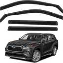 4pcs in Channel Rain Guards for 2021 2022 2023 2024 2025 Toyota Highlander, Extra Durable Side Window Wind Deflectors, Smoke Tinted Vent Window Visors Shade Shield for Cars