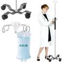 IV Pole with Wheels,47 to 100In Infusion Floor Stand Telescopic with 4 Hooks IV Bag Holder Stand Portable Feeding Pump Stand Stainless Steels Pipe Extension Pole IV Influsion Pole (Silver)