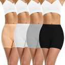 LALESTE Slip Shorts Womens Under Dress Seamless Smooth Anti Chafing Bike Shorts Boy Shorts Underwear Boxer Briefs (Black+nude+white+grey, Large)