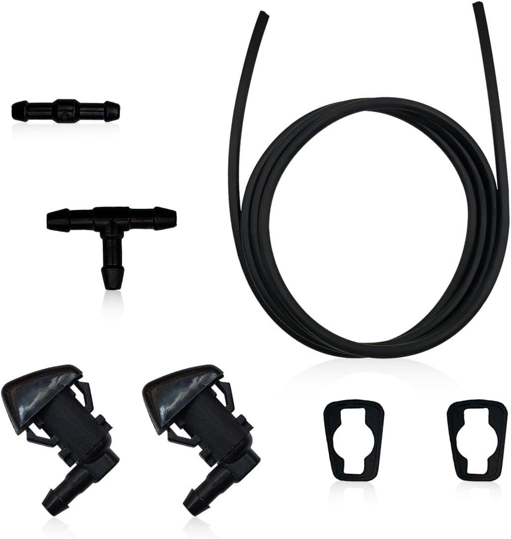 Front Windshield Washer Nozzles Washer Jet Compatible with 2007-2011 Ford Edge 2007-2010 Lincoln MKX Base Sport Premium Sport Replacement Kit for 7T4Z17603A with Fluid Hose with Connectors