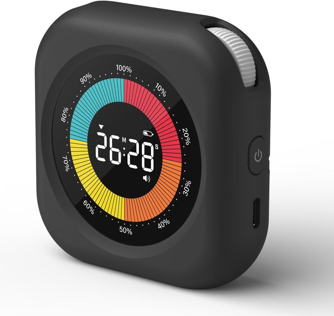 Visual Timer for Kids, 10 Hours Countdown/Up, with Rechargeable, 3 Volume Levels, 3 Brightness Display, and Magnetic, Homeschool Study Tool, Large Digital Timers for Classroom, Kitchen (.Rgb & Black Housing)