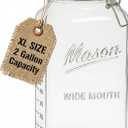 kitchentoolz 2 Gallon Large Glass Mason Jar with Airtight Lid- Extra Wide Mouth - Big Fermentation & Canning Container - Jumbo Storage - Pack of 1