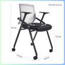 2 Pack Stackable Conference Room Chairs with Paddle Folding Office Foldable Desk Chair Mesh Back and Arms for Conference Meeting Guest Reception Home Office Training Room Chair Black