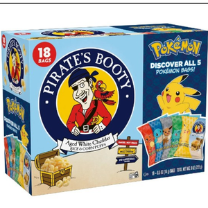 Pack of 3, Pirate's Booty Aged Chips White Cheddar Puffs Snack Multipack Pokemon - 9oz/18ct, 01/26/26
