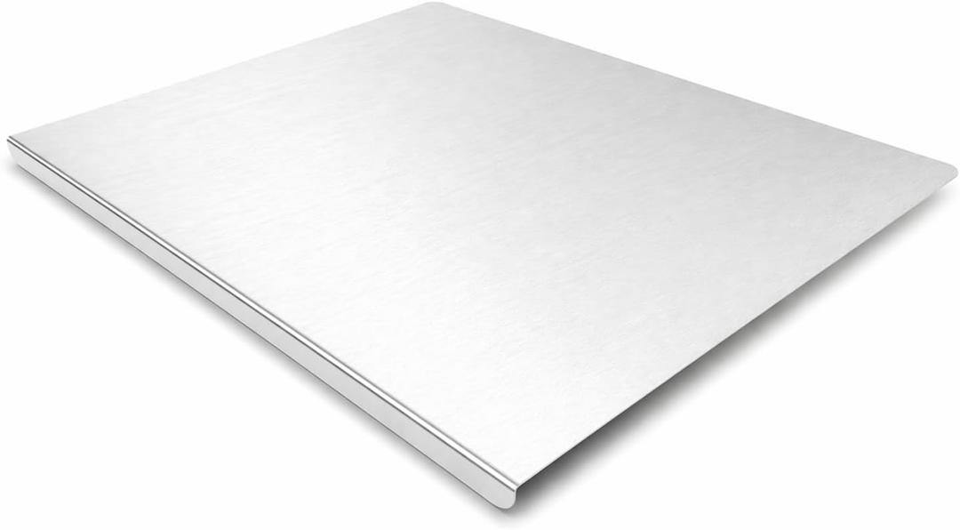 Stainless Steel Cutting Board with Lip, Food Grade Metal Cutting Board for Kitchen, Non-Porous, Large Countertop Chopping Board for Meat, Fruit, Vegetables and Dough Rolling (23.6"L x 15.8"W)