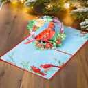 Red Cardinal Wreath Merry Christmas Cards 2025, Pop Up Christmas Cards w Envelope, 3D Xmas Card, Holiday Greeting Card Gifts for Her Him Wife Husband Family Son Mum Dad PQ