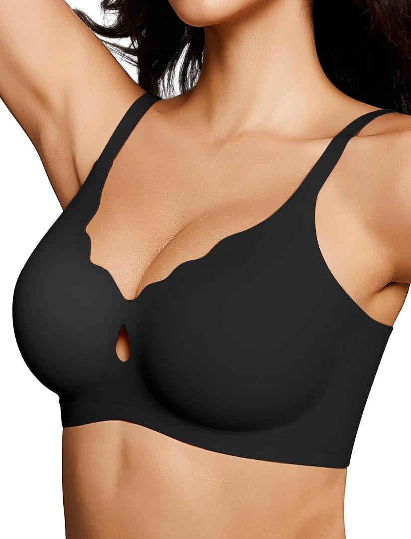 ProKloud Wireless Bras for Women Wave Push Up No Underwire Bralettes Seamless Full Coverage Support Lift Everyday Bra XL
