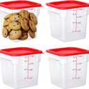 BIEAMA 4 Pack Food Storage Containers, 8 Quart with Lids, Square Commercial Containers with Scale, NSF, Polycarbonate, Clear